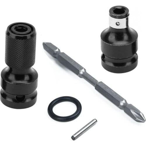 3Pcs/Set 1/2 Square Drive To 1/4 Hex Shank Drill Bit Chuck Adapter Converter Kit 100mmScrewdriver Bit Steel Durable High Quality