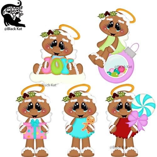 3Pcs Christmas Joy Lollipop Candy Cane Gingerbread Man Cutting Dies Angel Kids Metal Stencil For DIY Scrapbook Gift Card Craft