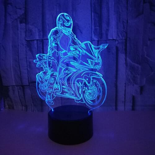 3D Touch LED Night Light Creative Riding Motorcycle Colorful Changing Desk Lamp Bedroom Gift Decor Lights