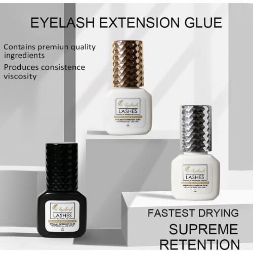 Lash Glue Private Label Black Strong Adhesive Latex Free Eyelash Glue Bottle 1s Fast Drying Retention 6-8 Weeks Lashes Glue 5ml