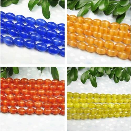 8X12mm fashion multicolor opal cats eye stone crystal hot sale loose spacer accessories beads diy jewelry 14inch MY2214