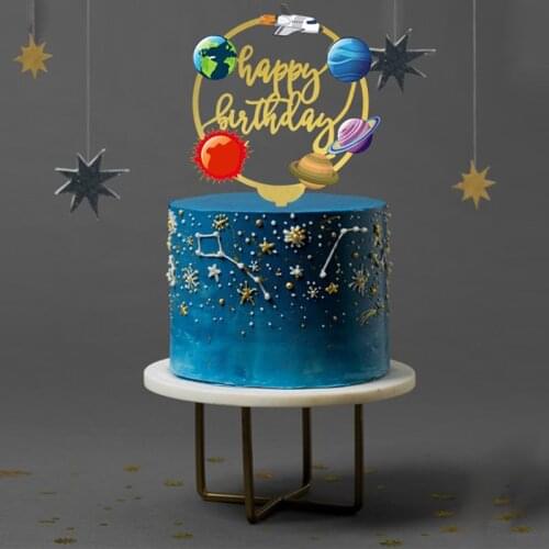 Acrylic Space Cake Cake Decorating Supplies Happy Birthday Cake Topper