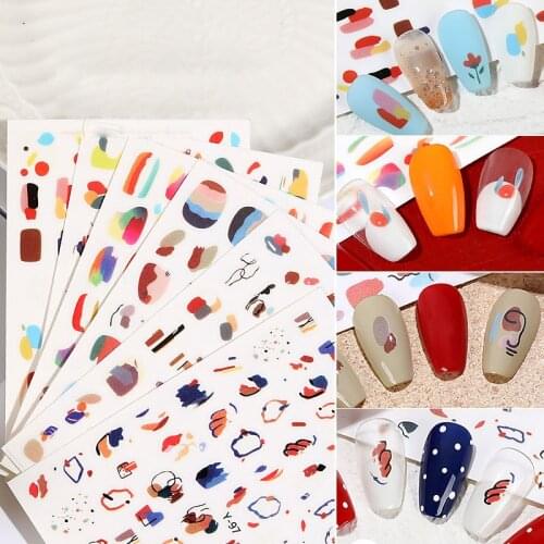 Watercolor Floral Flower Sticker Nail Decal Set Fried Egg Strawberry Flower Design Gel Manicure Decor Water Slider Foil