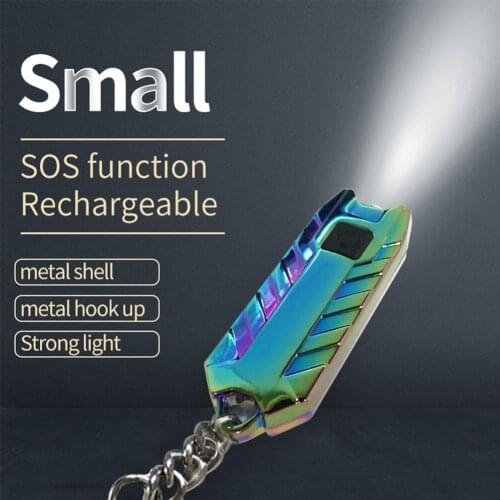 Car Mini Keychain Pocket Torch USB Rechargeable LED Light Flashlight Lamp Alloy Metal