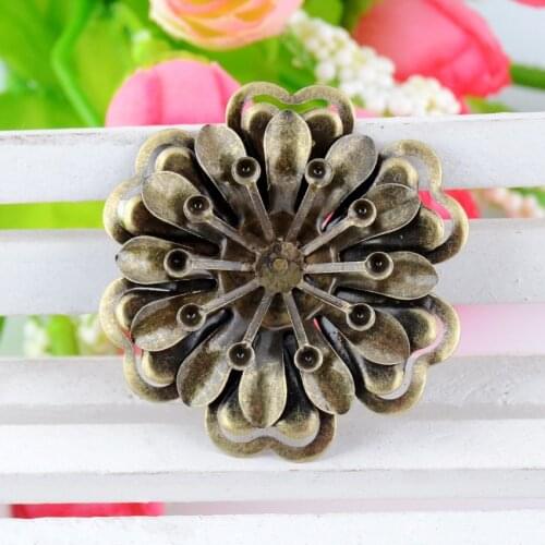 Free shipping Retail 2Pcs Antique Bronze Filigree Flower Embellishments Connectors Findings Crafts Gift Decoration DIY 4x3.9cm