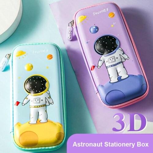 3D School Large Pencil Case Cartoon Astronaut Pencilcase Bags for Students Supplies Kawaii Storage Pen Pouch Back to School