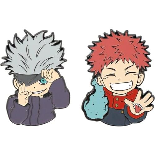 Anime Jujutsu Kaisen Brooch Gojo Satoru Itadori Yuji Metal Enamel Pins Brooches for Lapel Pin Backpack Bags Badge Collar Jewelry