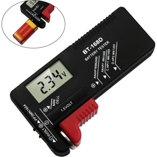 BT-168 Universal Button Multiple Size Battery Tester For AA AAA C D 9V 1.5V LCD Display Digital Battery Tester Volt Checker