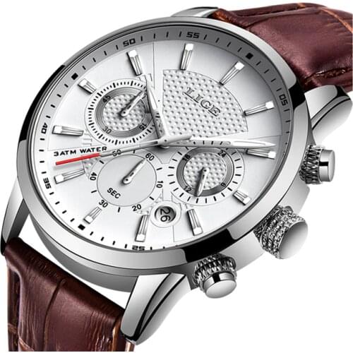 2020 LIGE Watch Men Fashion Sport Quartz Clock Mens Watches Top Brand Luxury Leather Business Waterproof Watch Relogio Masculino