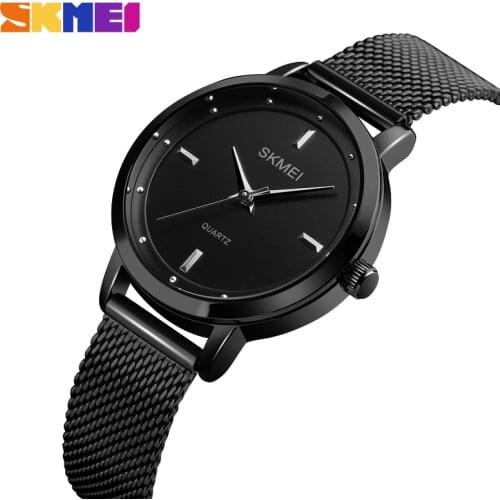 SKMEI Simple Women Quartz Wristwatches Fashion Waterproof Stainless Steel Strap Rose Gold Ladies Casual Watch Relogio Feminino