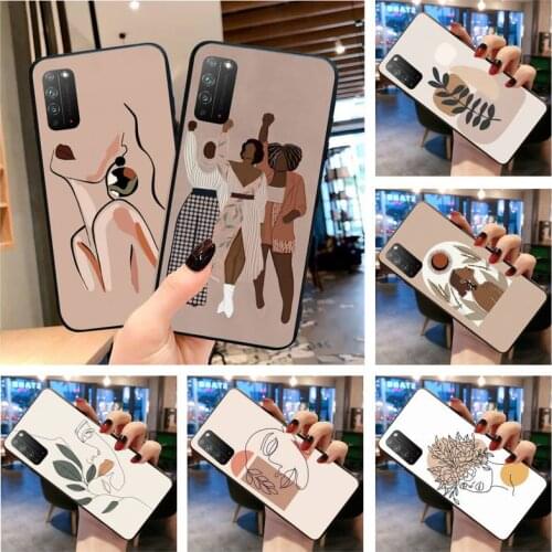 Abstract Fashion Vintage Girl Minimalist art Phone Case for Huawei Honor 30 20 10 9 8 8x 8c v30 Lite view 7A pro
