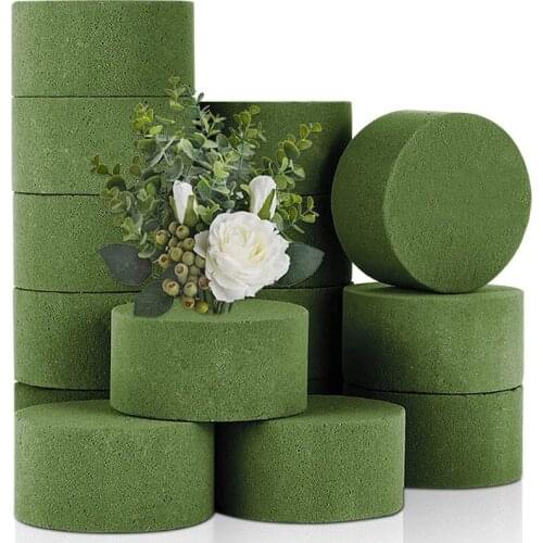 Floral Foam, 15 PCS Round Dry Floral Foam Blocks, Green Styrofoam Blocks for Artificial Flowers, Great for Flower Retail