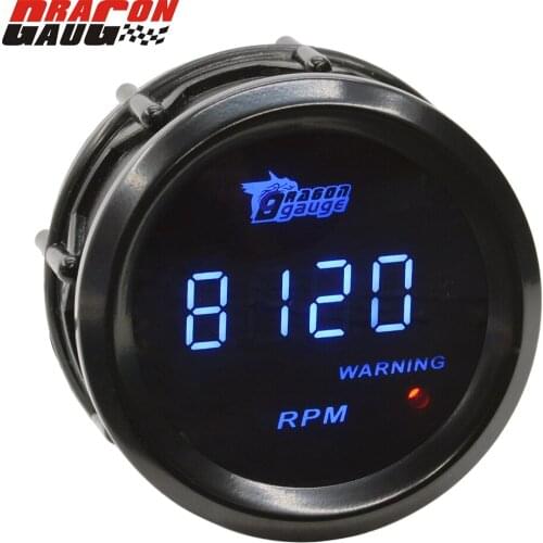 Dragon 52mm With 4.6.8 Cylinder Car Digital Blue Led Light Tachometer Gauge 0-9999 RPM Racing Refit Fitting Meter Free Shipping