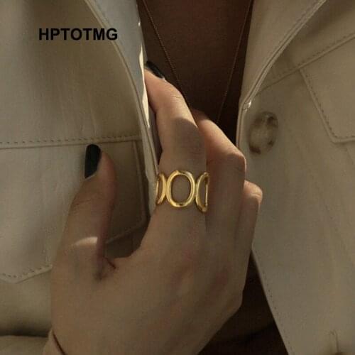 Boho Geometric Irregular Gold Chain Rings for Women Fashion Metal Hollow Aesthetic Rings Party 2021 Trend Jewelry Gift