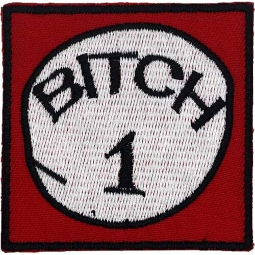 BITCH 1 Name Tags Patch Embroidered Punk Biker Clothes Apparel Accessories Badge