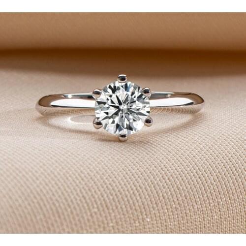 Classic silver ring sample 925 Moissanite in simple style 1ct carat E F jewelry ring