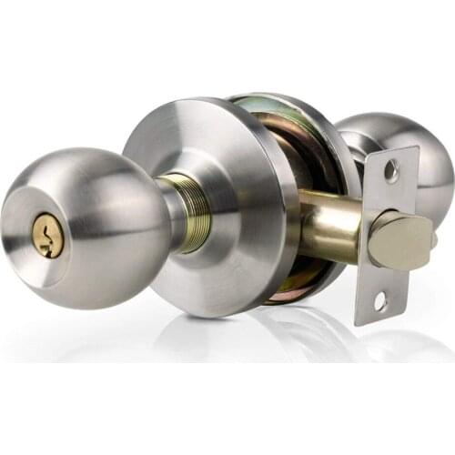 Stainless Steel Round Ball Privacy Door Knob Set Bathroom Handle Lock With Key For Home Door Hardware Supplies