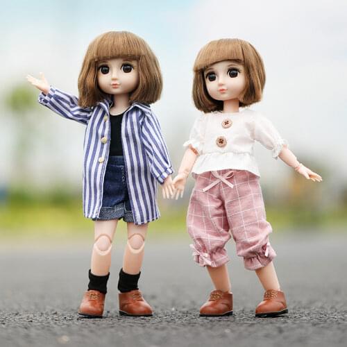 30cm 1/6 BJD Doll Set for Baby Girl Fashion Princess Children Plastic DIY Gift Toy Doll with Clothes Moveable Jointed