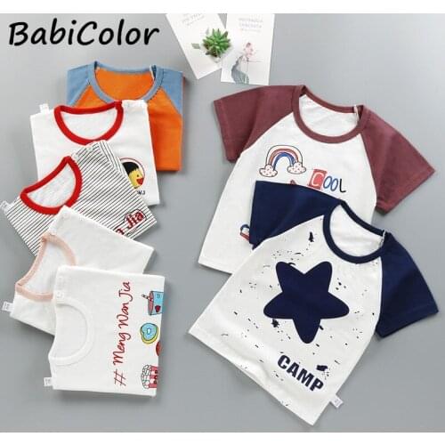 Summer Clothes For Baby Girls Boys Infant Cotton Girls Tops T-shirt Children Cartoon Print Short T Shirt Kids Top Size 0-6Y