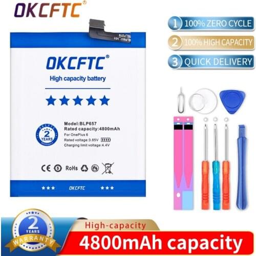 OKCFTC 4800mAh Li-Polymer Batteries BLP657 For OnePlus 6 OnePlus Six 1+ One Plus 6 Replacement Battery +Tracking Number