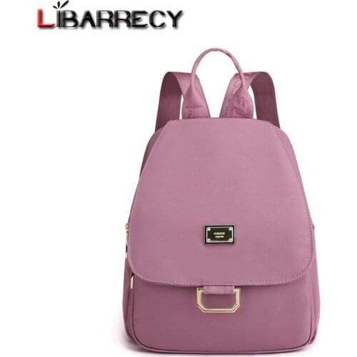 Fashion Solid Color Backpack for Women 2021 New Trend Casual Nylon Mini Shoulder Bag for Female Travel Backpack Sac A Main