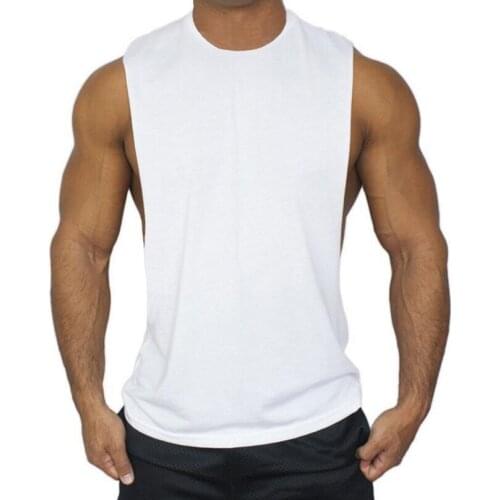 Muscleguys Bodybuilding Stringer Tank Tops Men Gyms Clothing soild O-Neck blank cotton vest Men Sleeveless singlets shirt
