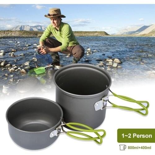 1-2 Persons Ultralight Convenient Camping Cookware Utensils Outdoor Pot Set Hiking Picnic Backpacking Camping Tableware Pot