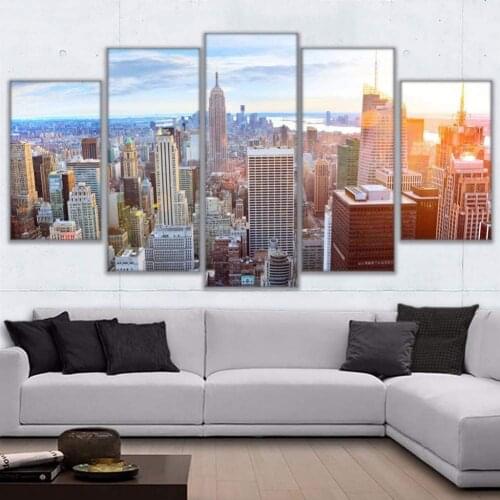 5 Pieces Wall Art Canvas Painting Landscape Poster Cityscape Image Canvas Pictures For Living Room Home Decor Modern Art