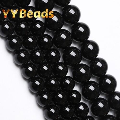 Natural Black Agates Beads Black Onyx Round Loose Spacer Charm Beads For Jewelry Making DIY Women Bracelets Ear Studs 4-16mm