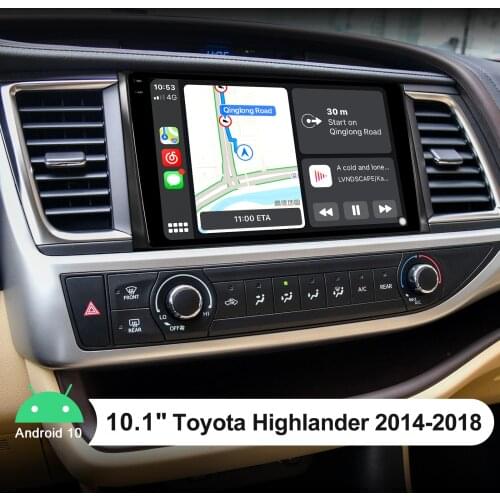 Latest Android Car Radio Stereo Apple CarPlay 10.1'' Car Navigation System For Toyota Highlander 2014-2018 Support Bluetooth OBD