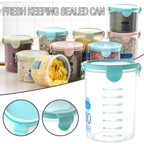 Plastic Airtight Food Container Sealing Storage Canister With Lid Cereal Seasoning Jar Sealed Flour Tank Kitchen Supply Cuisine
