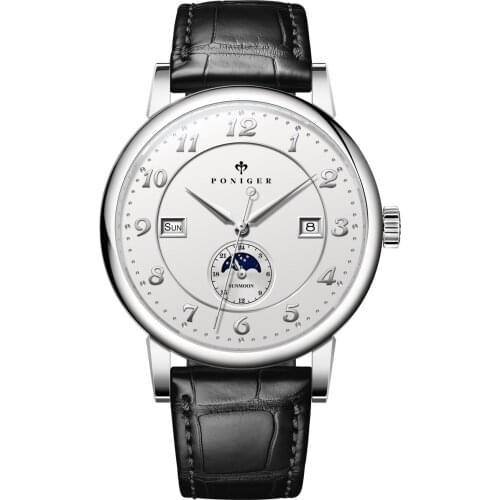 PONIGER Automatic Watch For Men, Mens Wrist Watches Self Wind Mechanical Wristwatch Waterproof Relogio Top Luxury Brand Sapphire