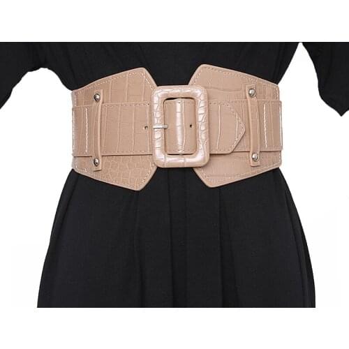 New brand women wide adjustable slim body corset belt black PU leather retro design comfortable elastic belts accessories