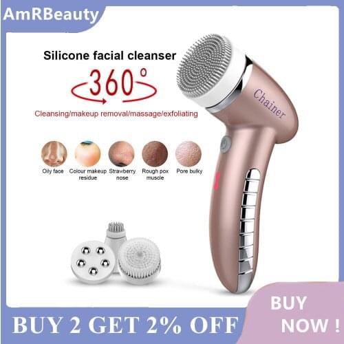 Facial Cleansing Brush 360 Degree Rotation Mini Face Cleaner Deep Pore Blackhead Cleaning Machine Electric Face Massage