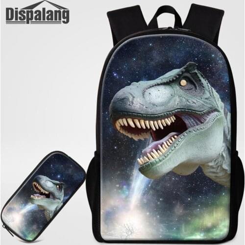 Jurassic Dinosaur Prints School Backpack Students School Bags Set 16 inch Shoulder Book Bag Pencil Case for Teens School Satchel