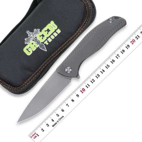 Green Thorn F95 R18 folding knife D2 steel blade titanium handle outdoor camping hunting pocket EDC tools kitchen supplies