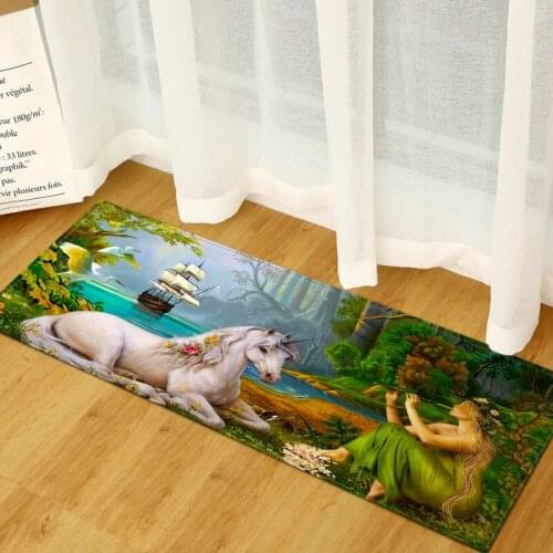 Modern Living Room Carpet 3D Unicorn Print Door Rug For Entrance Door Washable Kitchen Floor Mats Absorbent Bathroom Doormat