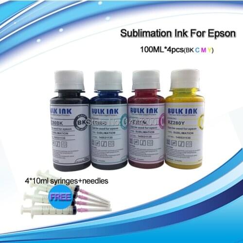 XIMO Sublimation ink for Epson 4C inkjet printers xp30 xp214 xp204 wf-2520 SX125 SX130 S22 SX420W C79 C90 etc, 4*100ml bottle