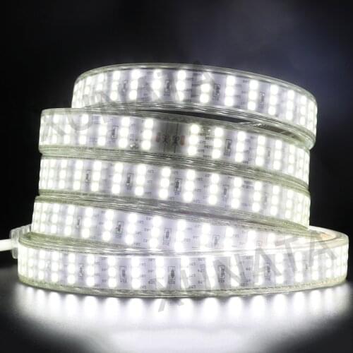 220V 110V LED Strip Waterproof Outdoor High Brightness Three Row 264 276Leds/m SMD 2835 Flexible Ribbon Led Light Lamp