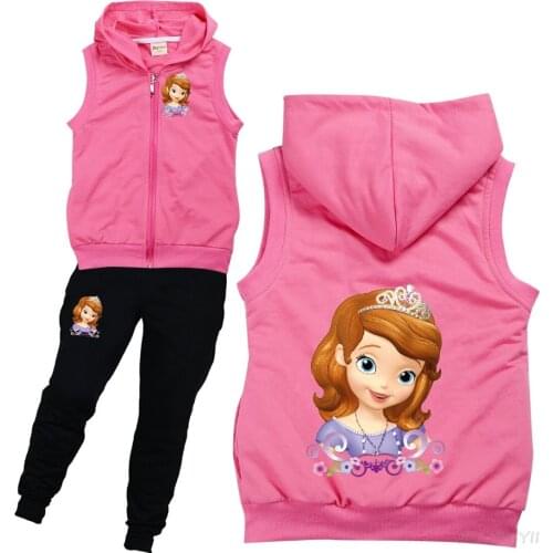 Sofia Mouse Hoodies for Sweatshirt Sets Girls Autumn Clothing Children Casual Tracksuit Hooded With Pants