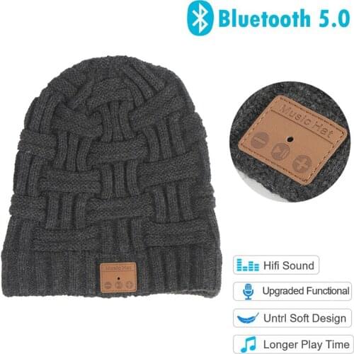 Earphone Hat Upgraded Bluetooth 5.0 Beanie Wireless Earphone Music Hat Built-in HD Stereo Speaker for Winter Fitness Sports