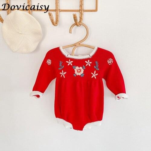 Baby Girls Knitting Romper 2020 Autumn Red Girl Clothes Newborn Baby Girl Clothes Fashion Knitted Romper Overalls Autumn Sweater