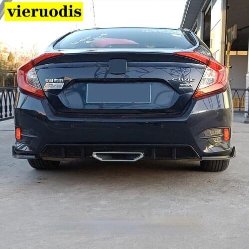 High Quality ABS Black Rear Bumper Lip Trunk Spoiler Rear Diffuser Protector With Hole Car Styling For Honda Civic 2015-2019