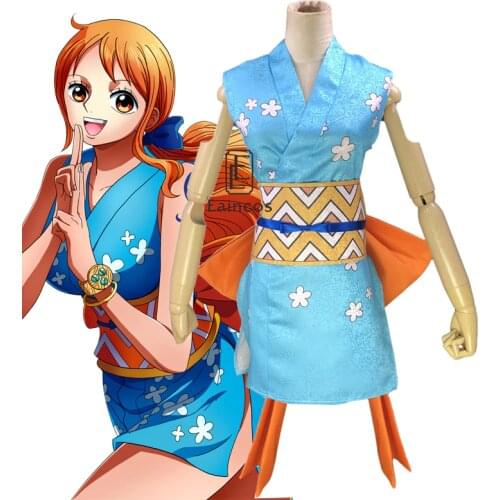 Anime One Piece Nami Yukata Wano Country Cosplay Costume Women Girls Kimono Halloween Customize Costumes For Women