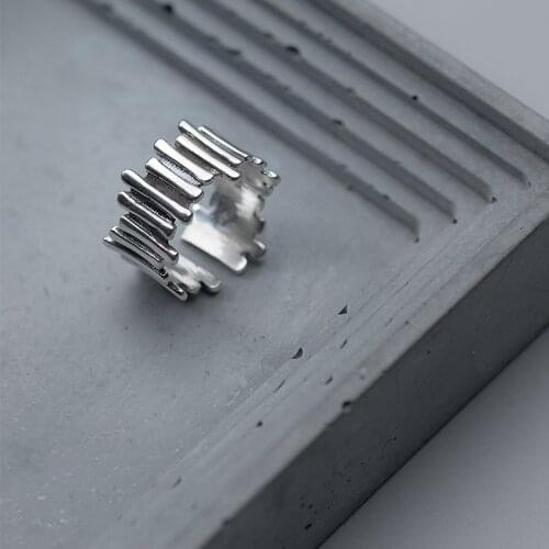 Modian Classic 925 Strling Sliver Retro Irregular Stick Shape Ring for Women Free Size Ring Hip Hop Style Fine Jewelry Bijoux