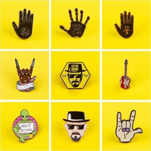 Punk Gesture Badges for Clothes Alien Brooches Badge Enamel Pins for Backpacks Badges on Backpack Clothes Lapel Pin Accessories