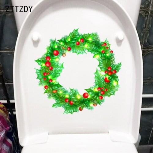 ZTTZDY 24.8×24.4CM Cartoon Plant Green Halo Bathroom Toilet Decoration Personality Home Wall Sticker Decals T6-0042