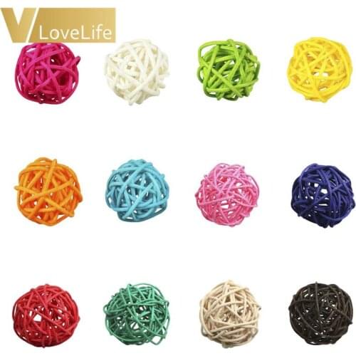 10pcs 5cm Wedding Decorative Rattan Ball Baby Shower Sepak Takraw Rattan Wicker Ball Party Birthday Ornament DIY Home Decoration