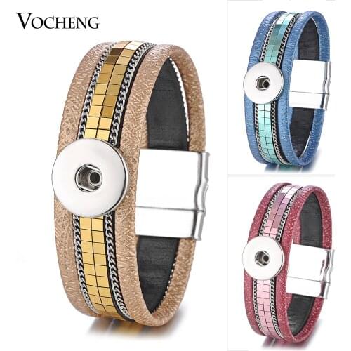 10PCS/Lot Vocheng Ginger Snap Leather Bracelet Magnet Clasp 5 Colors 18mm Wholesale Interchangeable Jewelry NN-574*10