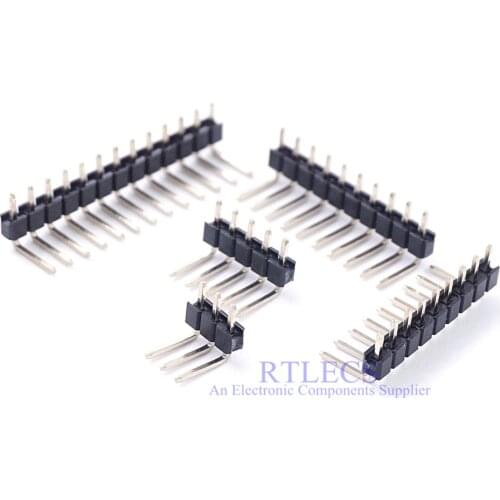 10 Pcs 0.100" PCB Male Header 2.54 mm 2 3 4 5 6 7 8 9 10 12 14 15 16 20 24 26 30 40 Pin Header Strip Single row right Angle